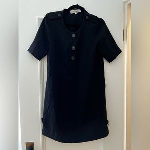 DVF black mid thigh dress with 3 buttons size XS